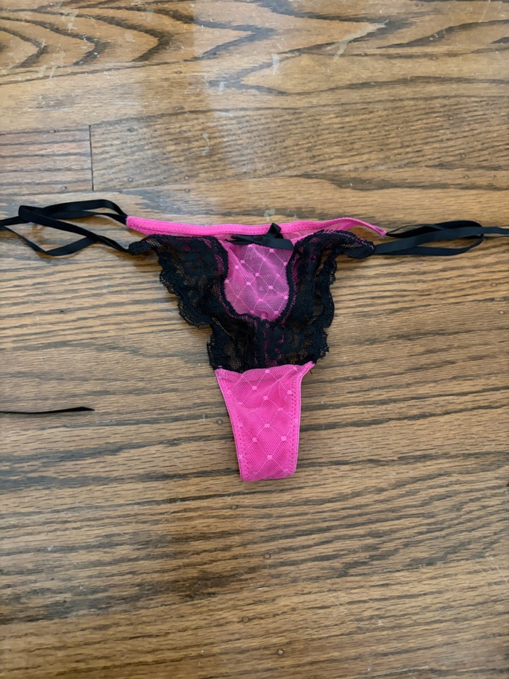 H&M Hot Pink and Black Lace Thong